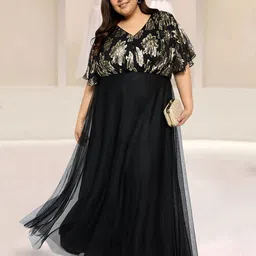 wild u Women Gown Black, Gold Maxi/Full Length Dress-picture-21