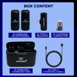 wrader Dual Wireless Mic with Charging Case and Noise Reduction for Video Recording Microphone image 5
