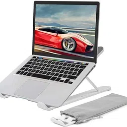 hiroxa Adjustable Laptop Stand Holder Riser with Cooling Ventilation for All Laptops Adjustable Laptop Stand Holder Riser with Cooling Ventilation for All Laptops Plastic Floor and Desk Stand Rotatable Laptop Stand with Adjustable Height Compatible with Universal Laptops image 1