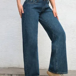 robecult Women Relaxed Fit High Rise Dark Blue Jeans image 3