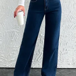 njfabs Women Straight Fit High Rise Blue Jeans image 4