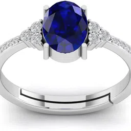 evelyn craft 6.25 Ratti Neelam lab certified Stone Silver Adjustable Ring For Women's&Men's/ Silver Sapphire Sterling Silver Plated Ring image 4
