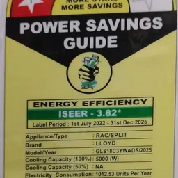 lloyd 2025 Model 1.5 Ton 3 Star Split AC- White image 5