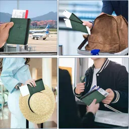qigali Men & Women Travel Green Artificial Leather RFID Document Holder image 4