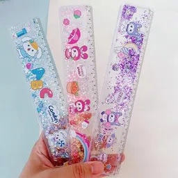 radhya accessories Kuromi Sparkly Glitter Ruler 20cm Cartoon Doll Scale for Kids Scale for School Ruler image 3