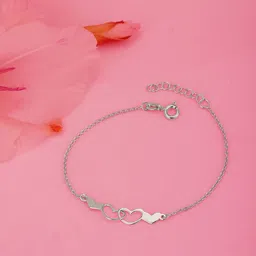 Carlton London 925 Sterling Silver Rhodium Plated Heart Duo Bracelet, Adjustable image 1