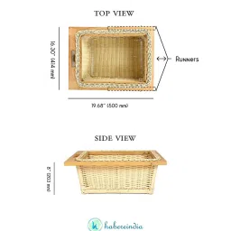 habereindia Wicker Basket For Modular Kitchen|Wicker Basket|Onion Baskets For Storage Channel|Pullout Basket For Modular Kitchen(16.5 Wx20 Lx8 H)-Rectangular,Beige image 3