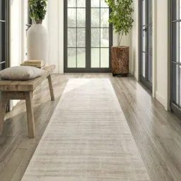 Grey Solid Viscose 2'6 ft X 13'6 ft Hand Woven Runner-image-6