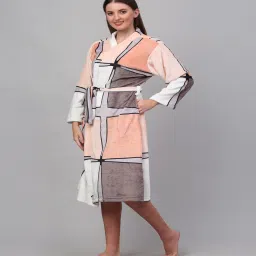 klotthe Multicolor Geometric Woolen Women Bath Robe With Belt (S) image 2