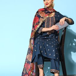 Varanga Women Solid Silk Blend Hyper Texture Kurta Set-picture-35