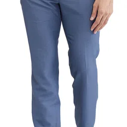 raymond Men Slim Fit Blue Polyester Trousers-picture-23