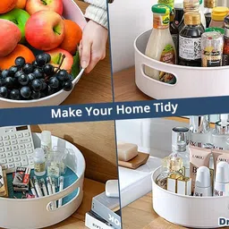 vm bond Combo Set 360? Rotating Tray & Big Kitchen Pack of 2 Plastic Fruit & Vegetable Basket image 4