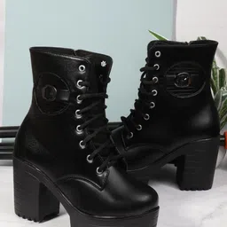 Killer Women Round Toe Block Heel Boots-image-77