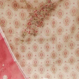 KALINI Floral Printed Beads and Stones Unstitched Dress Material image 4