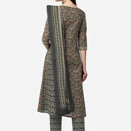 kalini MIRCHI FASHION Women Black Ethnic Motifs Printed Gotta Patti Kurti with Trousers & With Dupatta image 5