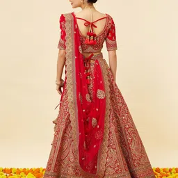 MOHEY Embroidered Zari Velvet Semi-Stitched Lehenga & Unstitched Blouse With Dupatta image 5