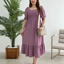 sheetal associates Women Fit and Flare Purple Midi/Calf Length Dress-picture-27