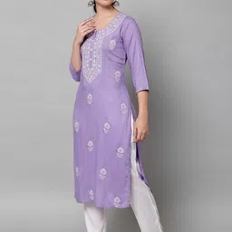 angita Women Chikan Embroidery Cotton Rayon A-line Kurta-picture-15
