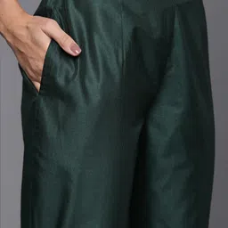 Indo Era Women Green Thread Work Liva Kurta with Trousers & Dupatta image 3