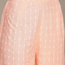 Anouk Women Peach-Coloured Floral Embroidered Regular Thread Work Kurta with Trousers & With Dupatta image 2