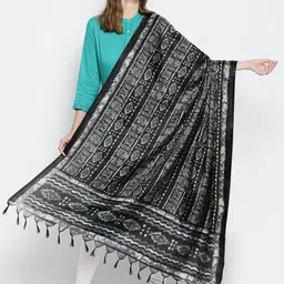Dupatta Bazaar Black & White Ethnic Motifs Printed Dupatta-picture-9