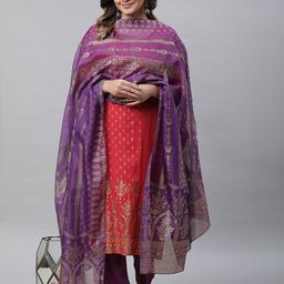AURELIA Floral Woven Design Pure Cotton Dupatta-picture-16