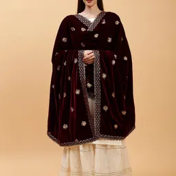 Moda Chales Ethnic Motifs Embroidered Velvet Dupatta with Sequinned-picture-30