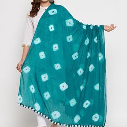 Clora Creation Green & White Printed Pure Cotton Tie and Dye Dupatta-picture-30