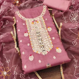 KALINI Ethnic Motifs Woven Design Organza Unstitched Dress Material-picture-30