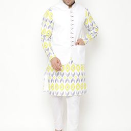 Hangup Men Yellow Kurta with Pyjamas & Nehru Jacket-picture-36