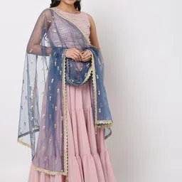 Ethnicity Blue & Gold-Toned Embroidered Dupatta-image-99