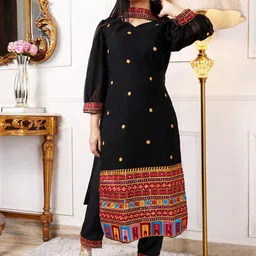 KALINI Ethnic Motifs Embroidered Regular Sequinned Kurta with Trousers & Dupatta-picture-36