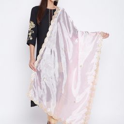 Clora Creation Pink & Gold-Toned Embroidered Dupatta with Gotta Patti-picture-43