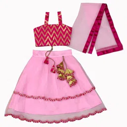 BAESD Girls Geometric Printed Lehenga With Blouse & Dupatta-picture-15