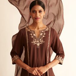 Ancestry Brown & Beige Dupatta-picture-47