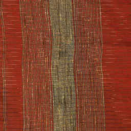 THE WEAVE TRAVELLER Rust & Beige Striped Pure Cotton Dupatta image 2