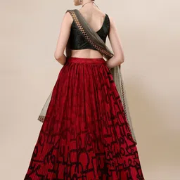 SAPTRANGI Printed Ready to Wear Silk Lehenga & Blouse With Dupatta image 4