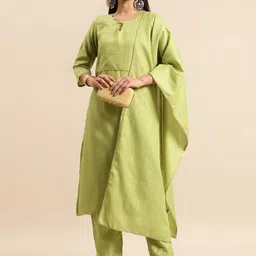 KALINI Striped Gotta Patti Kurta with Trousers & With Dupatta image 5