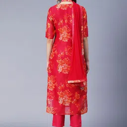 gosriki KALINI Floral Printed Straight Kurta With Trousers & Dupatta image 5