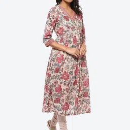 Biba Women Floral Printed Kurta Set With Dupatta image 5
