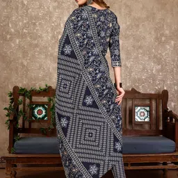 KALINI Floral Printed Regular Kurta with Trousers & Dupatta image 4