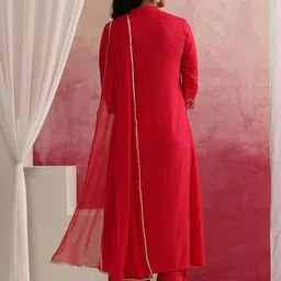 Khushal K Women Yoke Design Angrakha Kurta with Palazzos & With Dupatta image 3