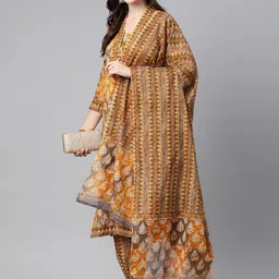 Readiprint Fashions Ethnic Motifs Printed Thread Work Pure Cotton Straight Kurta Set image 5