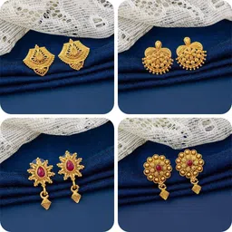 lala luxury bestseller Combo of 4 Traditional Brass Earring Set-picture-39