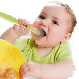 mopslik Soft Silicone Gel Tip Baby Infant Feeding First Stage Training Spoon (Green)- Silicone image 3