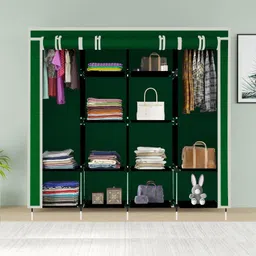 ms modstyle Portable Almirah Foldable closet for Clothes 12 Shelves , 1 Side Pocket (88370) PP Collapsible Wardrobe image 2