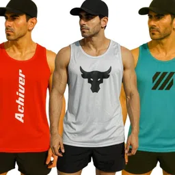 harshtrendz Pack of 3 Men’s Gym Sando Pack of 3 – Printed Polyester Sleeveless Vest Men Vest-picture-10