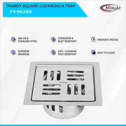 mingle Floor Stainless Steel Push Down Strainer image 3