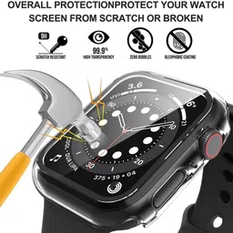 Maxpro Edge To Edge Tempered Glass for Apple iWatch 45mm Case Series 7,SE,6,5,4,3,2,1 Screen Protector, High Sensitive Tempered Glass and PC Protective Cover image 3
