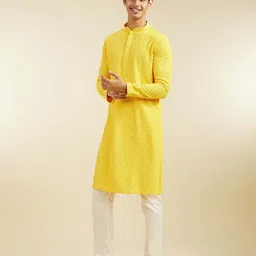 anaya azrin Men Embroidered, Self Design, Embellished Viscose Rayon Straight Kurta image 3